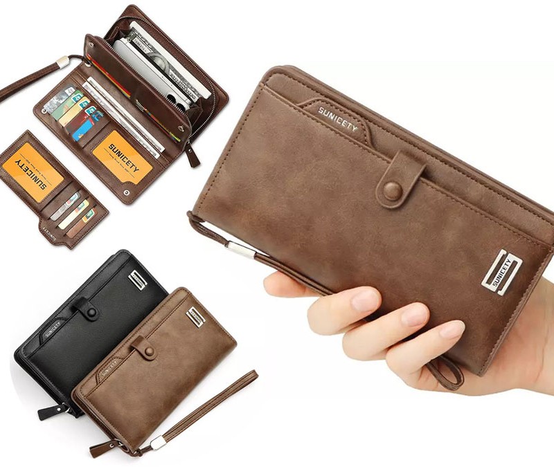 کیف پول و جاکارتی مردانه بزرگ سانی ستی SUNICETY S3061 Men&#39;s Wallet Zipper Hand Hold Mobile Phone Bag