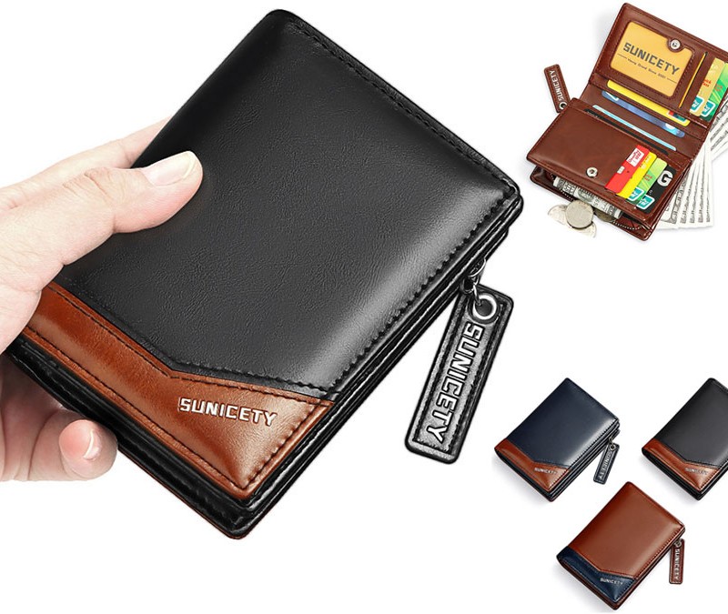 کیف پول و جاکارتی مردانه کوچک زیپ دار سانی ستی SUNICETY S3004 zipper short men&#39;s wallet