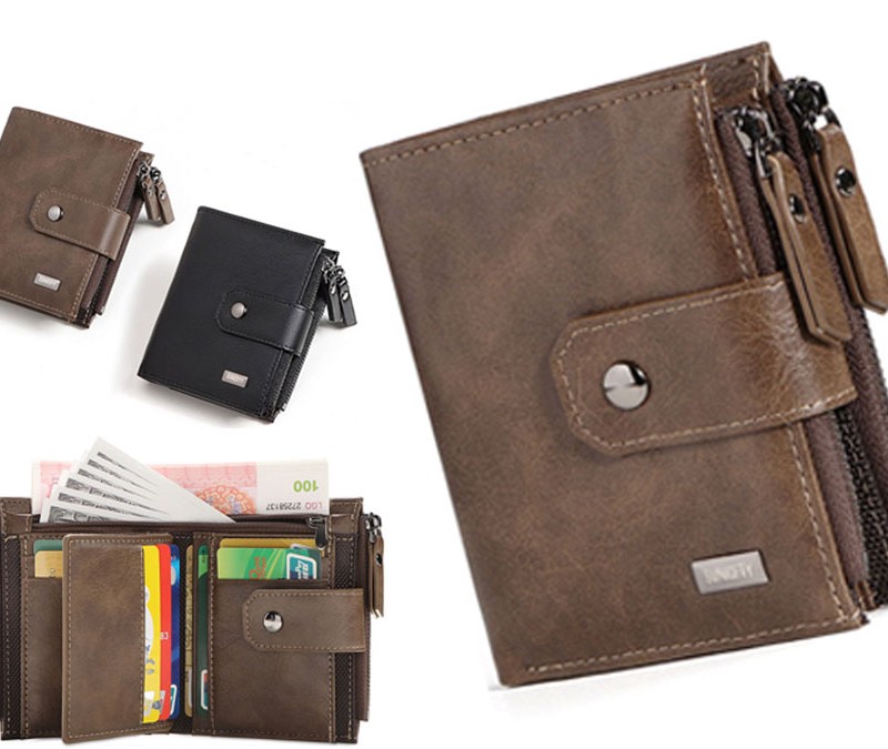 کیف پول و جاکارتی مردانه کوچک سانی ستی SUNICETY S3038 leather thin short men's wallet zipper wallet