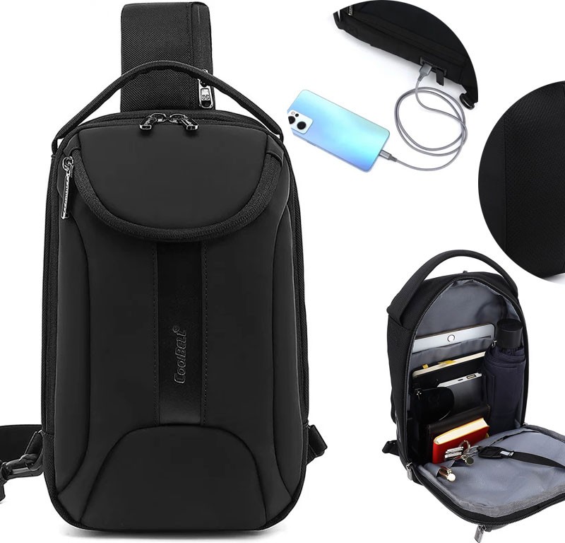 کیف کراس بادی تک بند ضدآب دارای یو اس بی کول بل COOLBELL CB7255 SWITCH BAG