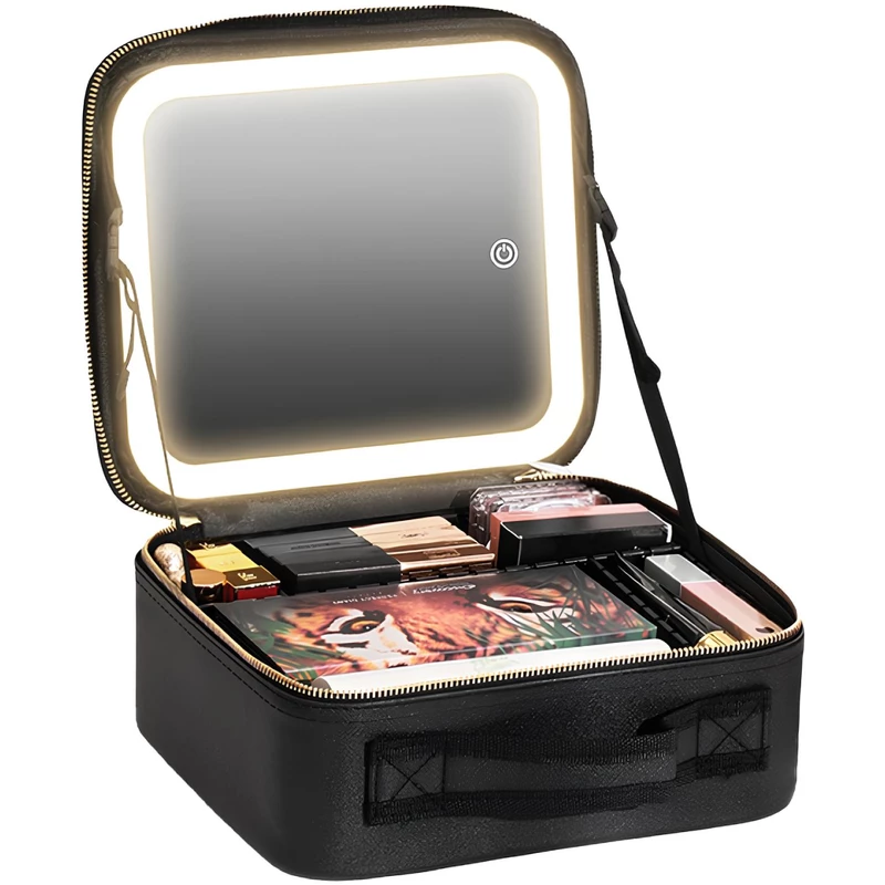 کیف لوازم آرایشی با آینه چراغ دار لمسی شارژی قابل حمل گرین لاین GNMAKEORGBK