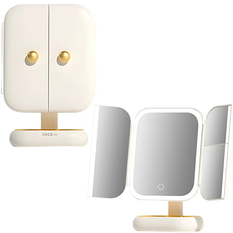 آینه آرایشی تاشو سه بعدی چراغ دار رومیزی لمسی قابل شارژ دوکو شیائومی FD001