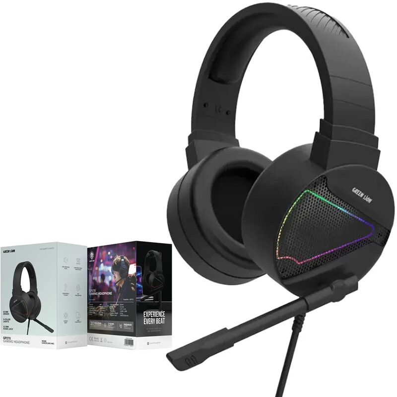 هدست گیمینگ سیمی گرین لاین Green Lion مدل GP27X با نور