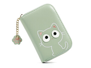 کیف پول دخترانه چند کاره فانتزی کیف دستی فانتزی طرح گربه دخترانه TAOMICMIC 929592 Cute Cat Shape PU Leather Women Card Purse