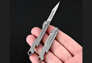 خرید چاقو آنباکسینگ تیتانیومی تاشوی قابل آویز از دسته کلید Titanium alloy mini folding knife