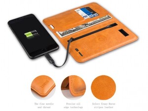 پاور بانک و کیف چرمی Zhuse ZS-PB-024 6800mAh Power Bank And Leather Bag