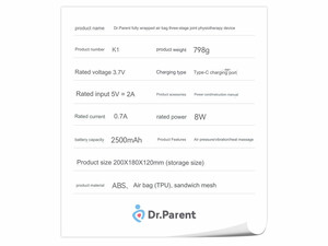 ماساژور و زانوبند حرارتی 360 درجه بی سیم Dr.Parent Knee Massager Wireless Relaxing K1