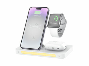 استند و شارژر بی سیم چندکاره رسی RECCI RCW-31 15W 4-in-1 Folding Wireless Charger