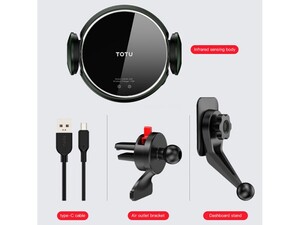 پایه نگهدارنده هوشمند و شارژر توتودیزاین Totu Installer CACW-040 Wireless Charger Car Mount