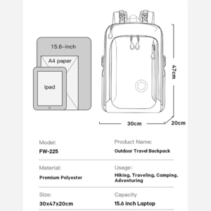 کوله پشتی لپ تاپ 15.6 اینچ بنج bange اصل مدل FW225 ضدآب 28 لیتری