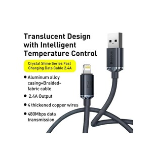 کابل لایتنینگ 2 متری بیسوس Baseus CAJY0000101 Crystal Shine 2m Lightning Cable