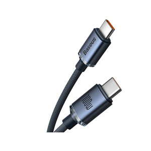 کابل سوپر فست شارژ دوسر تایپ‌سی 1.2 متری 100 وات بیسوس Baseus Type C to Type C fast charging cable 100W CAJY000601