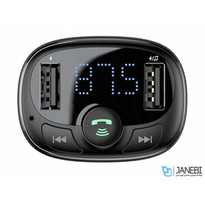 شارژر فندکی با قابلیت پخش موسیقی و تماس و کارتخوان بیسوس Baseus T-Type Bluetooth Car Charger