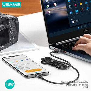 کابل تایپ سی یوسامز USAMS مدل SJ718 توان ۱۸ وات ۱.۲ متر