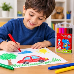 ماژیک رنگ آمیزی پنتر Panter مدل Kids نوک ۴ میلی متر بسته ۱۲ رنگ