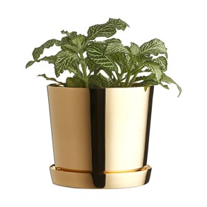 گلدان سفالی با لعاب طلایی