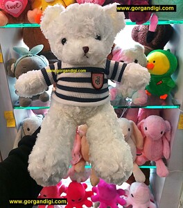 عروسک خرس تدی لباس بافت ارتفاع 35 سانتی متر