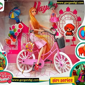 اسباب بازی عروسک باربی با دوچرخه