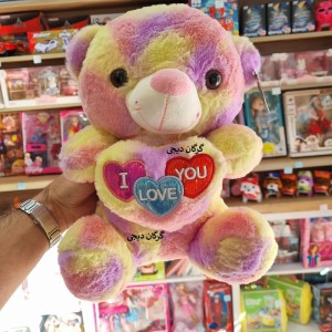 عروسک خرس آبرنگی قلب به دست 33 سانتی