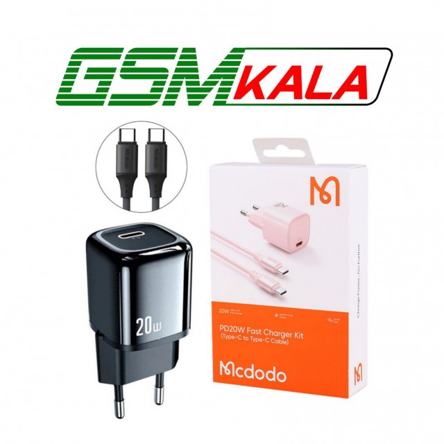 شارژر دیواری 20 وات مک دودو CH-404 PD 3A + کابل تبدیل تایپ سی