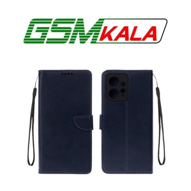 کیف چرمی موبایل مگنتی محافظ لنزدار Xiaomi Redmi Note 12 4G - سرمه ای