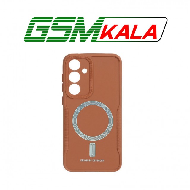 قاب دور لنز سوزنی طرح مگ سیف هولوگرامی Samsung Galaxy S24 FE - قهوه ای