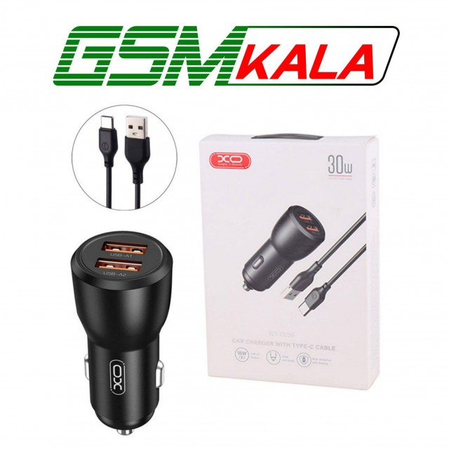 شارژر فندکی فست شارژ XO XO-CC55 3A 18W + کابل تایپ سی