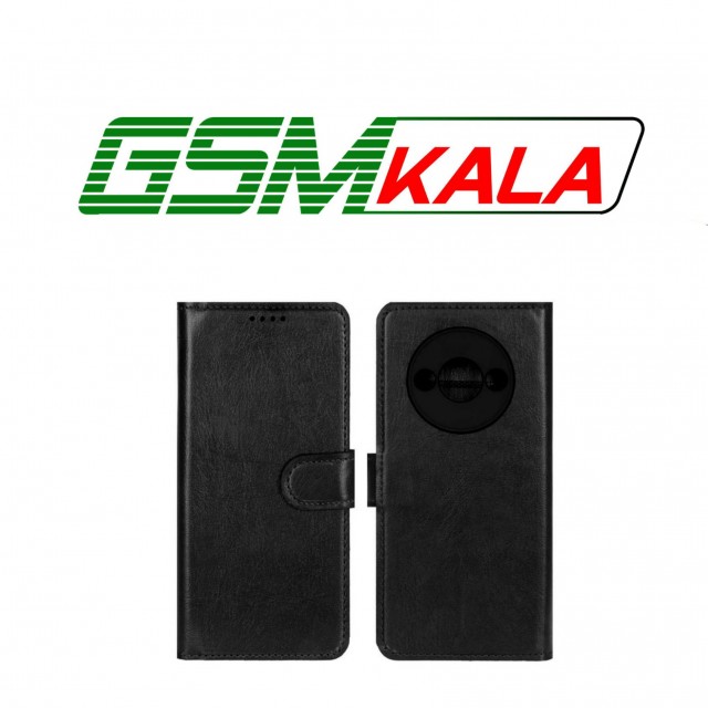 کیف موبایل چرمی مگنتی محافظ لنزدار Xiaomi Redmi A3 - A3x - Poco C61 - مشکی