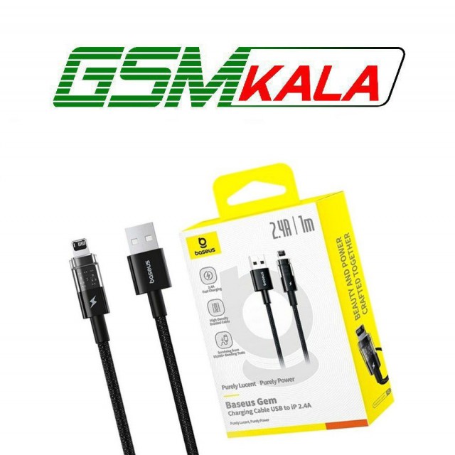 کابل لایتنینگ فست شارژ 2.4 آمپر باسئوس Gem P10373003111 طول 1 متر