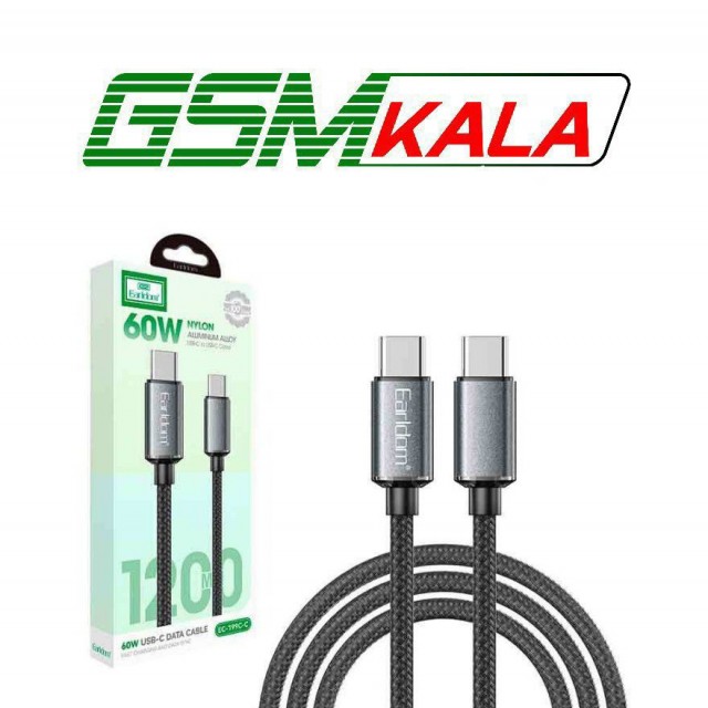 کابل دو سر تایپ سی فست شارژ 60 وات ارلدام EC-199C-C طول 1.2 متر