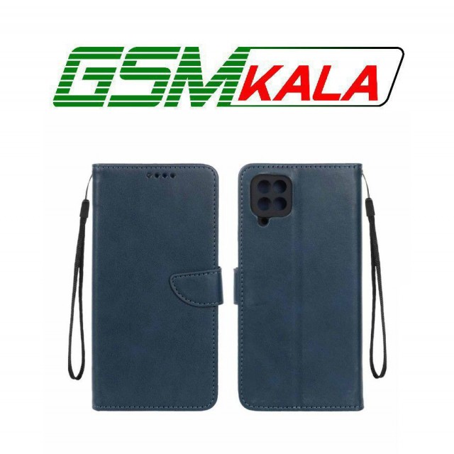 کیف چرمی موبایل مگنتی محافظ لنزدار Samsung Galaxy A12 - M12 - F12 - سرمه ای