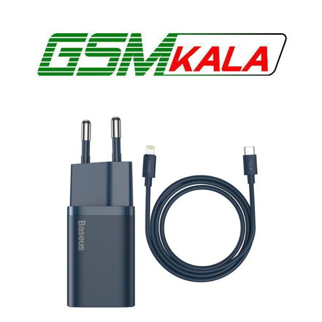 شارژر دیواری فست شارژ Baseus TZCCSUP-B 3A QC3.0 PD 20W Type-C + کابل Type-C to Lightning