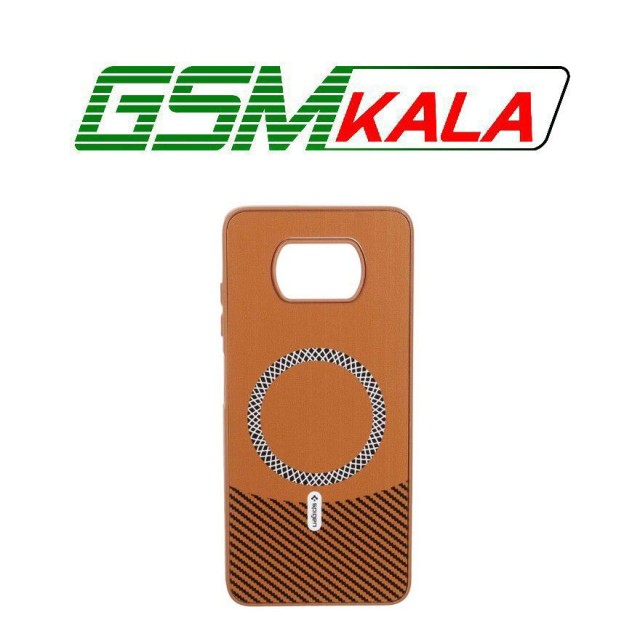 قاب Spigen طرح مگ سیف هاشور دار Xiaomi Poco X3 / Poco X3 Pro / Poco X3 NFC - قهوه ای