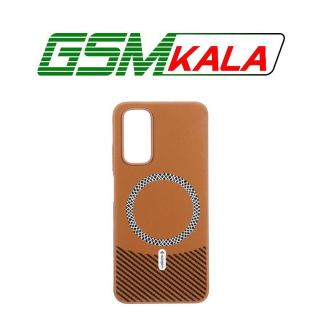 قاب Spigen طرح مگ سیف هاشور دار Xiaomi Redmi Note 12S / Xiaomi Redmi Note 11 4G / Redmi Note 11S - قهوه ای