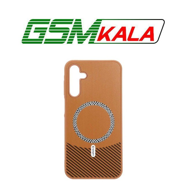 قاب Spigen طرح مگ سیف هاشور دار Samsung Galaxy A15 - قهوه ای