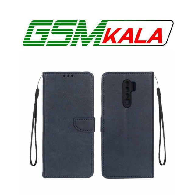 کیف چرمی موبایل مگنتی محافظ لنزدار Xiaomi Redmi 9 / Redmi 9 Prime / Poco M2 - سرمه ای