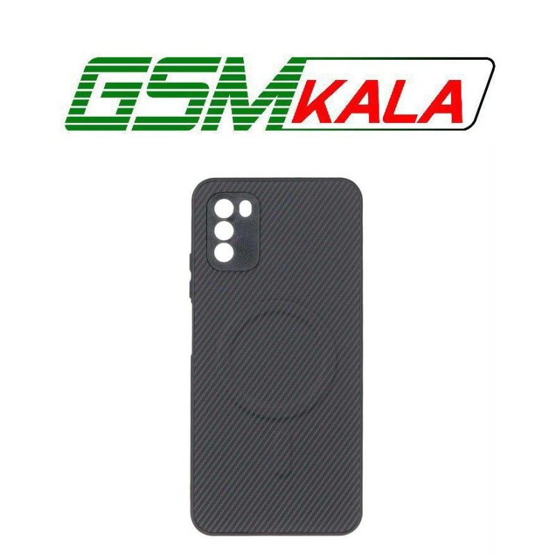 قاب هاشور MagSafe برجسته محافظ لنزدار Xiaomi Poco M3 - مشکی