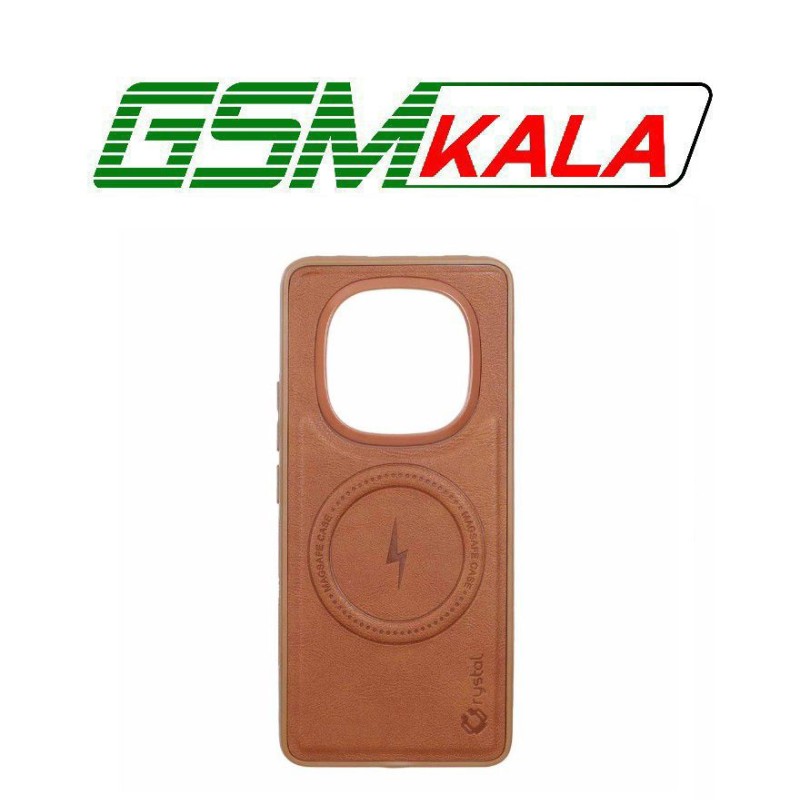 قاب Crystal طرح چرم MagSafe مدل Xiaomi Redmi Note 14 Pro 5G / Redmi Note 14 Pro Plus 5G / Poco X7 5G - قهوه ای