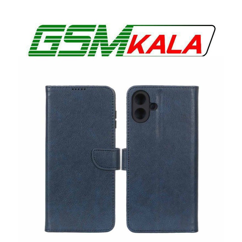 کیف چرمی موبایل مگنتی محافظ لنزدار Samsung Galaxy A07 - سرمه ای