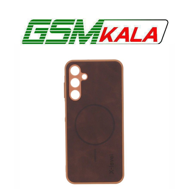 قاب Xlevel جیر طرح مگ سیف محافظ لنزدار Samsung Galaxy A25 5G - قهوه ای