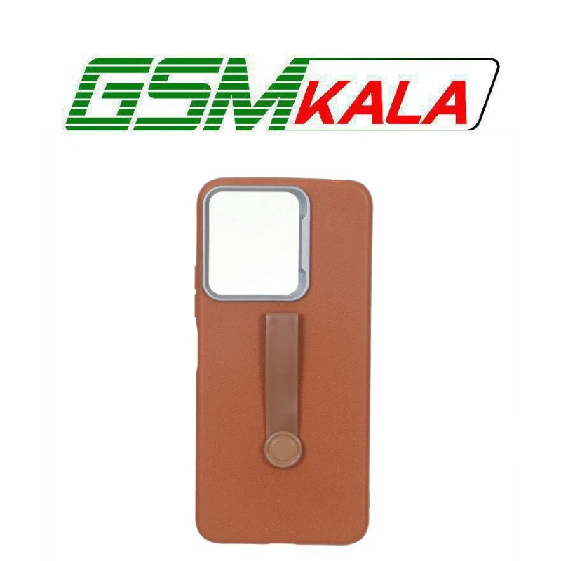 قاب Texture فینگر بند لنز سیلور Xiaomi Redmi 13X / Redmi 13 4G / Poco M6 4G - قهوه ای