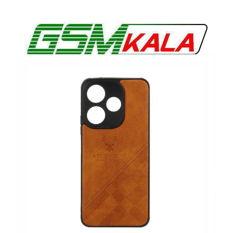 قاب طرح چرم گوزنی Xiaomi Redmi 13X / Redmi 13 4G / Poco M6 4G - عسلی