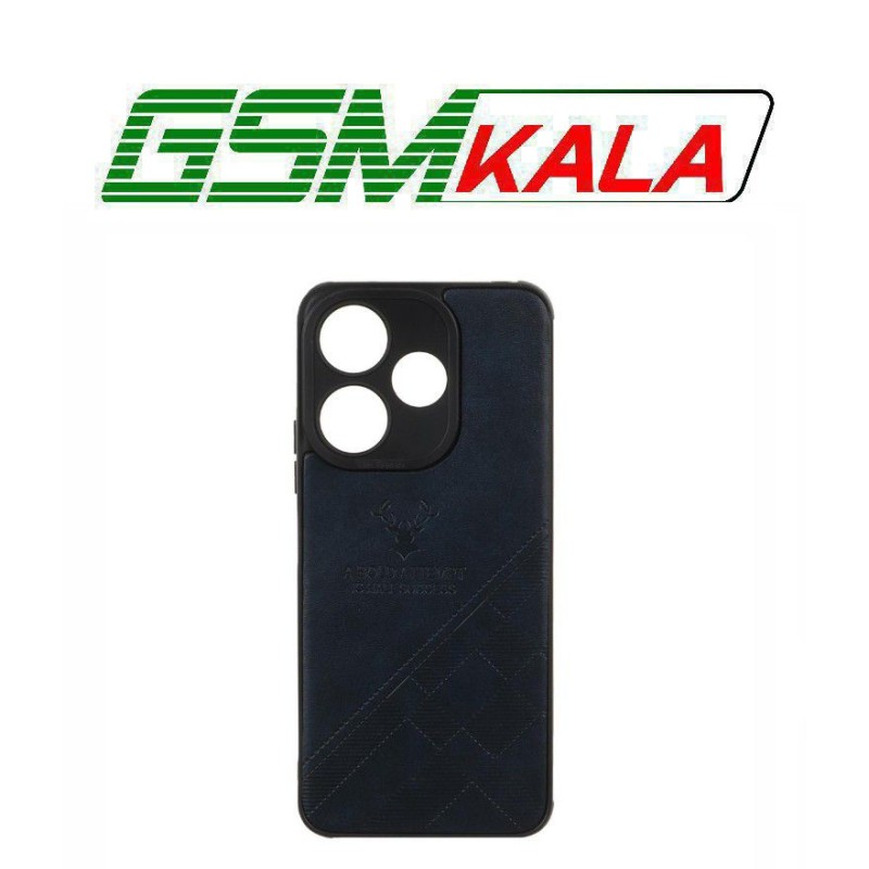 قاب طرح چرم گوزنی Xiaomi Redmi 13X / Redmi 13 4G / Poco M6 4G - سرمه ای