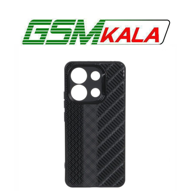 قاب ژله ای هاشور دور لنز براق Xiaomi Redmi Note 13 4G - مشکی