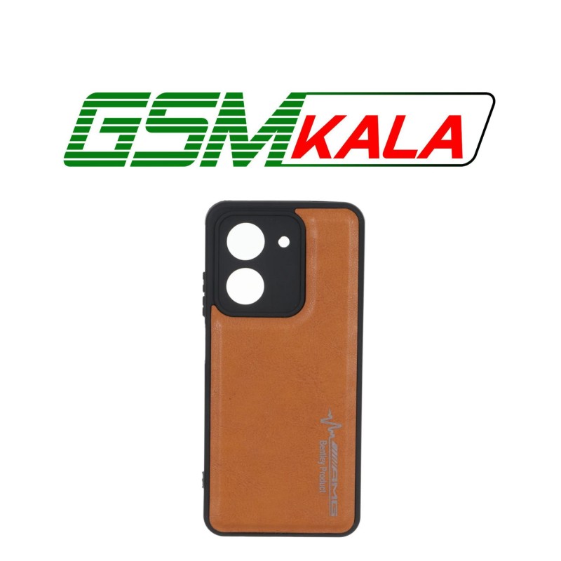 قاب طرح چرم AMG محافظ لنزدار Xiaomi Redmi A5 / Poco C71 - عسلی