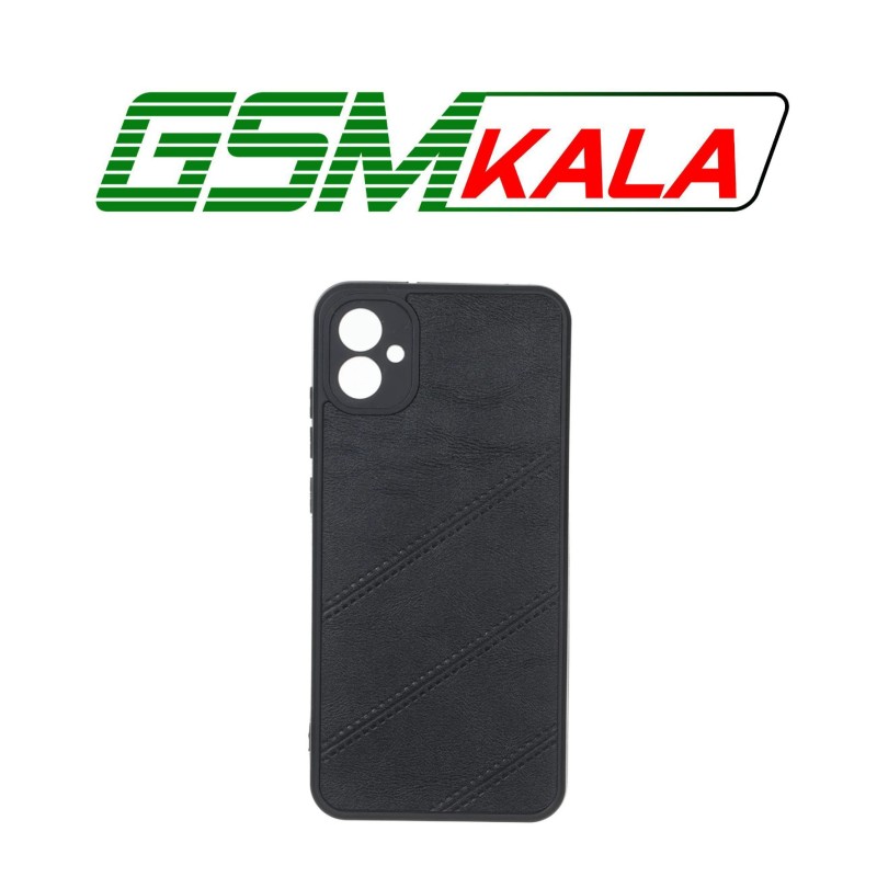 قاب طرح چرم مورب Samsung Galaxy A04e / M04 / F04 - مشکی
