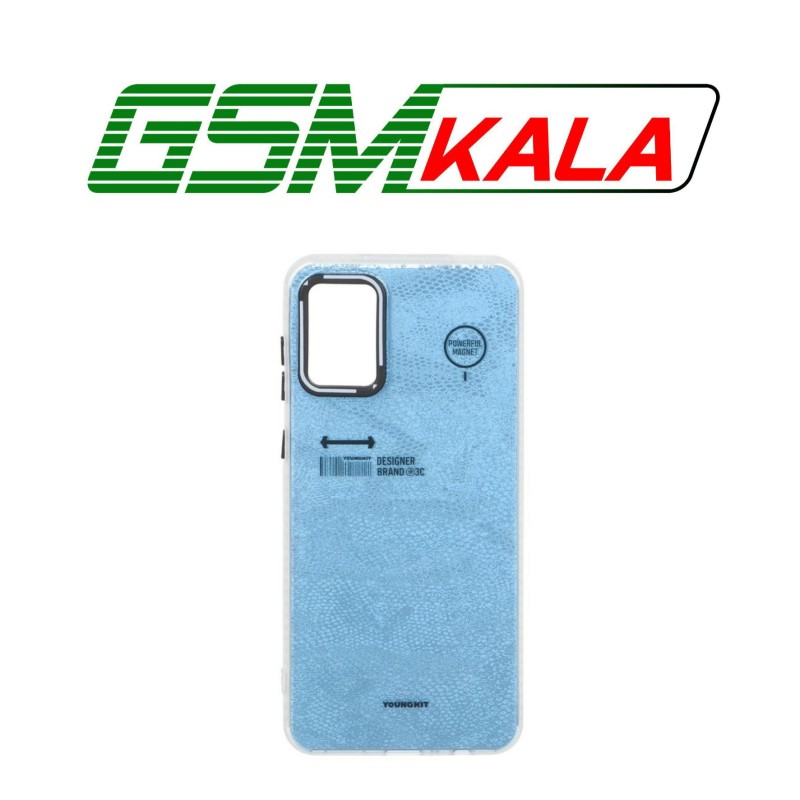 قاب Youngkit طرح بارکد پوست ماری دور مات Samsung Galaxy A02 / M02 - آبی آسمانی