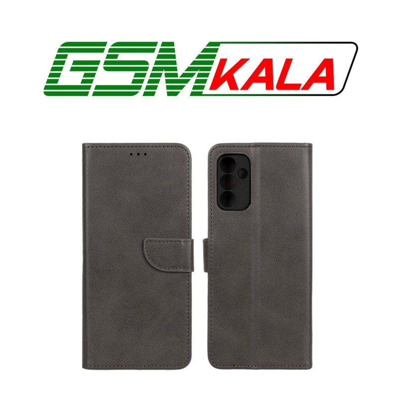 کیف چرمی موبایل مگنتی محافظ لنزدار Samsung Galaxy A04s / A13 5G / M13 4G / M23 / F13 - خاکستری