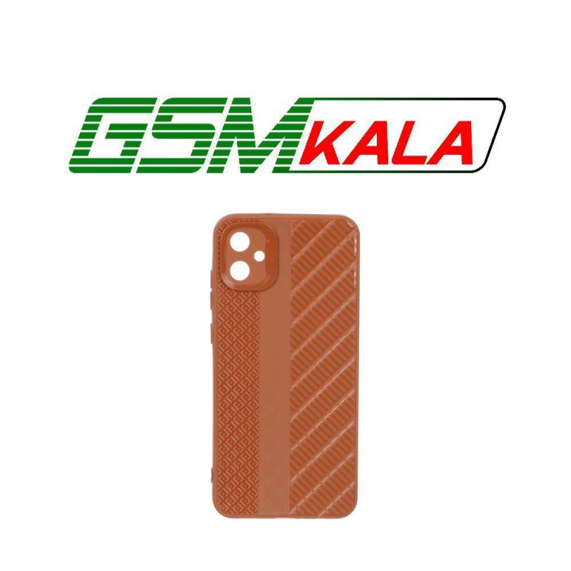 قاب ژله ای هاشور دور لنز براق Samsung Galaxy A05 - قهوه ای