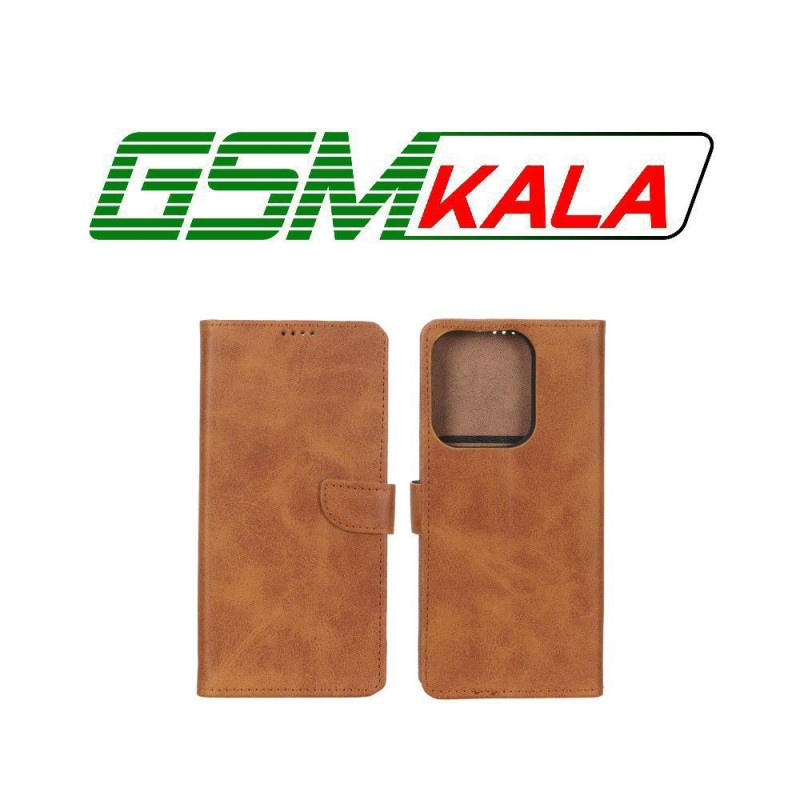 کیف چرمی موبایل مگنتی Xiaomi Redmi 15C / Poco C85 - عسلی
